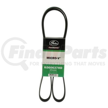 Gates K060637HD Serpentine Belt Serpentine Belt - FleetRunner Heavy-Duty Micro-V Serpentine Drive Belt
