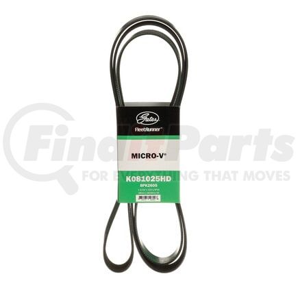 Gates K081025HD Serpentine Belt Serpentine Belt - FleetRunner Heavy-Duty Micro-V Serpentine Drive Belt