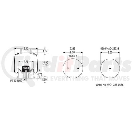 Firestone W013589293 Suspension Air Spring Kit 1T15LP5 AIR SPRING