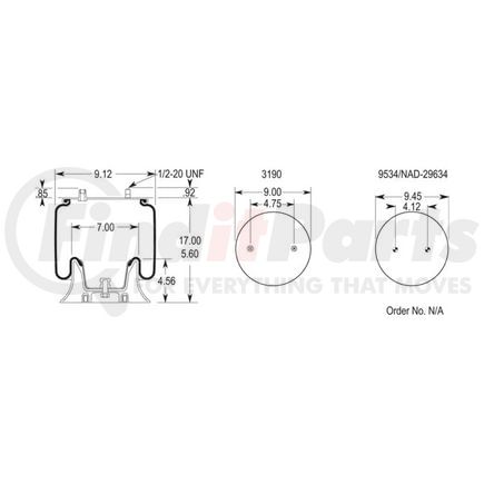 Firestone W013589652 Suspension Air Spring Kit 1T15LP3 AIR SPRING
