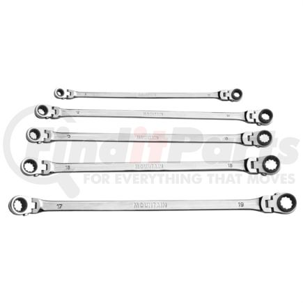 Mountain ex-pffgbxz-5pc Wrench Set 5-Piece Metric Double Box Universal Spline Reversible Ratcheting Wrench Set