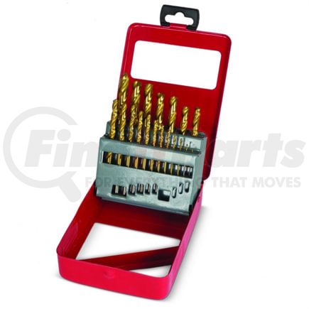 Chicago Pneumatic 8940172304 Drill Bit Set 21-Pieces HSS 4241 Tin-Tip Imperial General Use Drill Bit Set with Metal Box