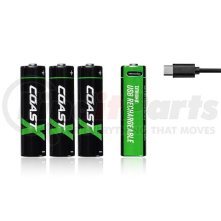 Coast 31007 COAST Products Zithion-X AA Rechargeable Lithium-Ion Batteries with USB-C Port (1.5V, 2400mAh, 4-Pack)