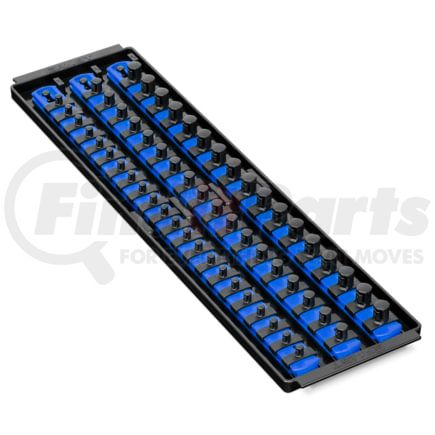 Ernst 8451 Drive Socket Storage Rail 18 In. 3 Rail Multi Drive 57 Twist Lock Clip Blue Socket Boss Organizer Tray
