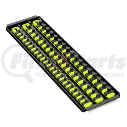 Ernst 8460HV Drive Socket Storage Rail 18 In. 3 Rail 57 Socket Capacity Multi Drive Twist Lock HIVIZ Organizer Tray