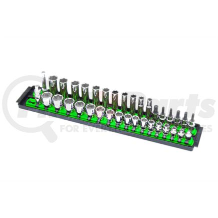 Ernst 8485 Drive Socket Storage Rail 18 In. 2 Rail 36 Socket Capacity 3/8 In. Drive Twist Lock Green Organizer Tray