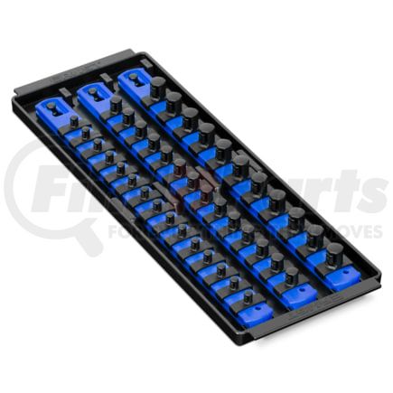 Ernst 8491 Drive Socket Storage Rail 40-Piece Multi Drive Blue Impact Resistant Benchtop Universal Socket Tray Organizer