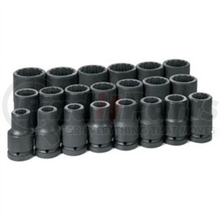 Grey Pneumatic 9121D Socket Set 21-Piece, 1" Drive 12-Point, 3/4" to 2" Deep Length, Impact Socket, with Metal Case