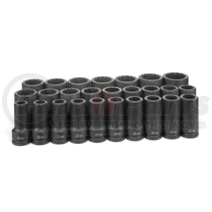 Grey Pneumatic 8126MD Socket Set 26-Piece, 3/4" Drive, 12-Point, Metric, Deep Length Impact Socket Set, with Metal Case