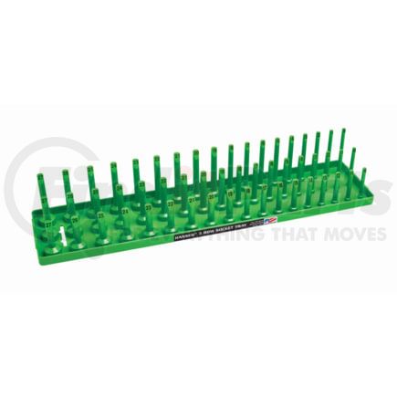 Hansen Global 12043 1/2" Metric 3-Row Socket Tray, Green