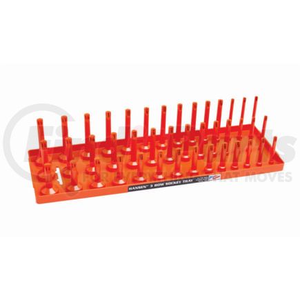 Hansen Global 12053 1/2" SAE 3-Row Socket Tray, Orange