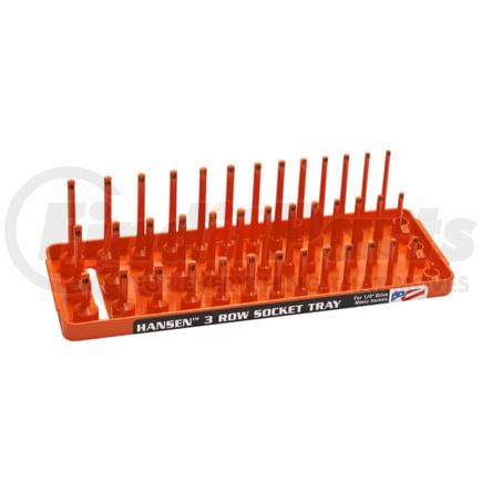 Hansen Global 14063 1/4" Metric 3-Row Socket Tray, Orange