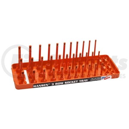 Hansen Global 14053 1/4" Fractional SAE 3-Row Socket Tray, Orange