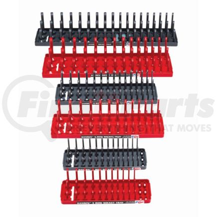 Hansen Global 92013 6 Piece 3 Row Socket Tray Set - Red/Grey