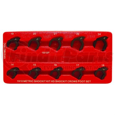 LTI Tools LT1910 Milton Industries LTI Tool By MIlton 10 Piece Metric SHOCKIT Crows Foot Set - Heavy Duty Industrial
