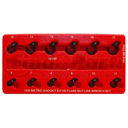 LTI Tools LT-1930 Wrench 12-Piece Metric Air Hammer Powered Flare Nut Line Wrench Crowfoot Set Black Oxide Finish