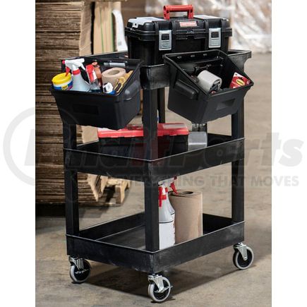 SEC111-B-OUTRIG by LUXOR - 24 x 18 Plastic Utility Tub Cart with Two Bins