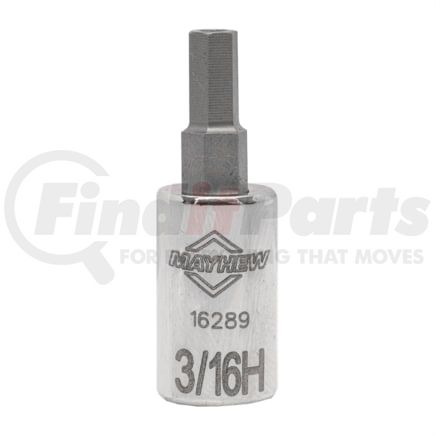 Mayhew Tools 16289 Mayhew 3/16-Inch Tamper SAE Hex Short Insert Socket Bit, 1/4-Inch Drive