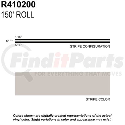 Prostripe R410200 Pinstripe 3/16" x 150' New Pewter Metallic Multistripe Tape, Vinyl, Pressure Sensitive Adhesive