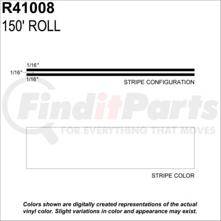 Prostripe R41008 Pinstripe 3/16" x 150' White Multistripe Tape, Vinyl, Pressure Sensitive Adhesive