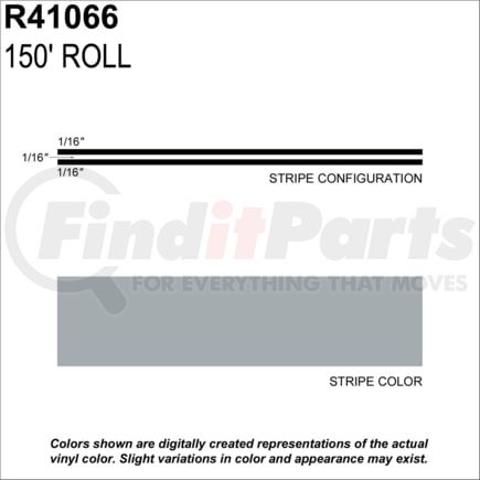Prostripe R41066 Pinstripe 3/16" x 150' Slate Gray Multistripe Tape, Vinyl, Pressure Sensitive Adhesive