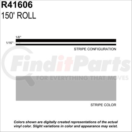 Prostripe R41606 Pinstripe 1/4" x 150' Silver Metallic Multistripe Tape, Vinyl, Pressure Sensitive Adhesive