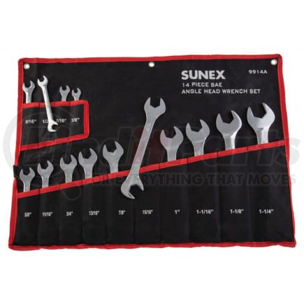 Sunex Tools 9914A Wrench Set Angle Head Wrench Set - 14 pc, Full Polish, SAE, Silver, Drop Forged