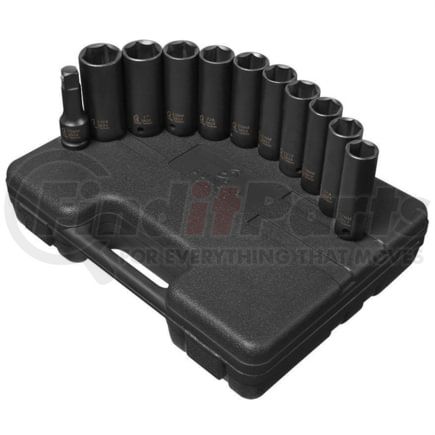Sunex Tools 2611 Socket Set 11-Piece 1/2 in. Drive SAE and Metric Extra-Thin-Wall Deep Impact Socket Set with 3 in. Extension