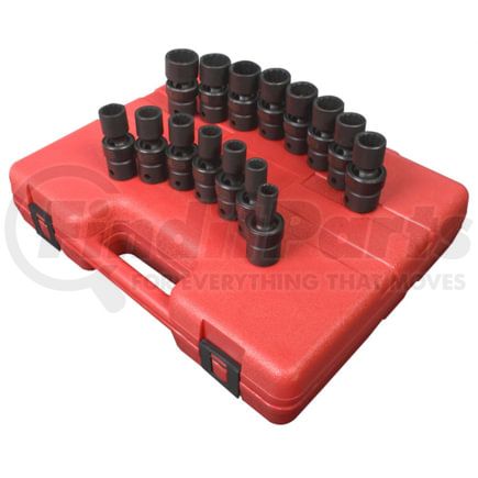 Sunex Tools 2855 Socket Set 15-Piece 1/2 in. Drive 12-Point Metric Universal Impact Socket Set in Chrome Molybdenum Alloy