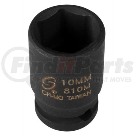 Sunex Tools 810M Socket 10 mm x 1/4" Drive 6-Point Impact Socket in Chrome Molybdenum Alloy Steel with Radius-Corner Design
