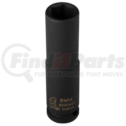 Sunex Tools 808MD Socket 8mm x 1/4" Drive 6-Point Deep Impact Socket in Chrome Molybdenum Alloy Steel w/ Radius-Corner Design