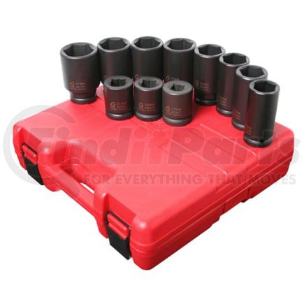 Sunex Tools 4011M Socket 11-Piece 3/4 in. Drive Metric Deep Impact Socket Set, 27-41 mm, in Chrome Molybdenum with Case