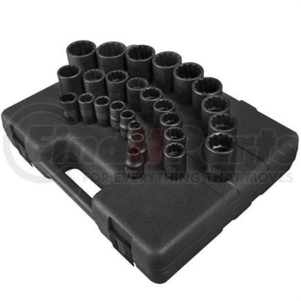Sunex Tools 2826 Socket Set 26-PC 1/2 in. Drive 12-Point Metric Impact Socket Set in Chrome Molybdenum with Less Fastener