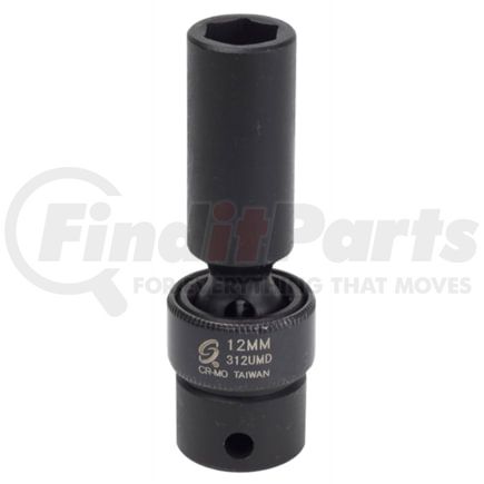 Sunex Tools 312UMD Socket 12 mm x 3/8" Drive 6-Point Universal Deep Impact Socket in Chrome Molybdenum, Radius-Corner Design