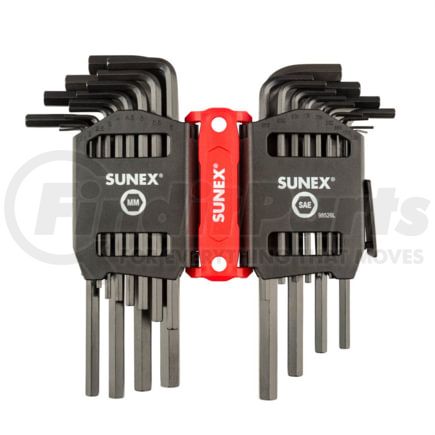 Sunex Tools 98526L Hex Key Set 26-PC SAE and Metric Long-Arm Hex Key Set, 2-10mm and 0.05 to 3/8 in., Durable Chrome Vanadium