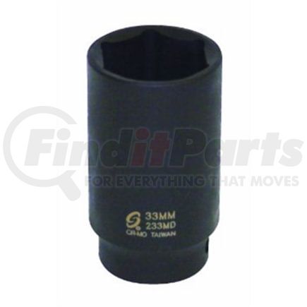 Sunex Tools 233MD Socket 33mm x 1/2" Drive 6-Pt. Deep Impact Socket in Chrome Molybdenum Alloy Steel w/ Radius-Corner Design
