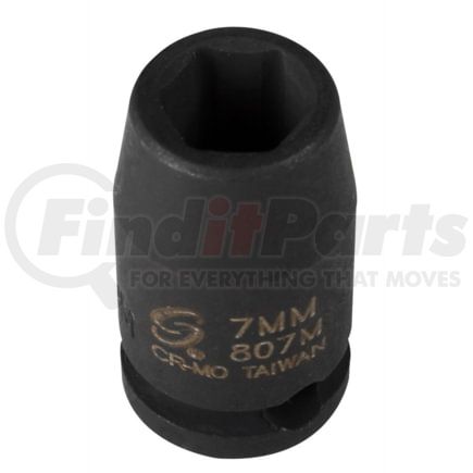 Sunex Tools 807M Socket 7 mm x 1/4 in. Drive 6-Point Standard Impact Socket in Chrome Molybdenum with Radius-Corner Design