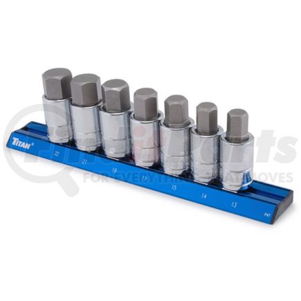 Titan 16131 Screwdriver Bit Socket 7 Pc., 1/2 In. Drive Metric Large Hex Screwdriver Bit Socket Ideal for Professional Hand