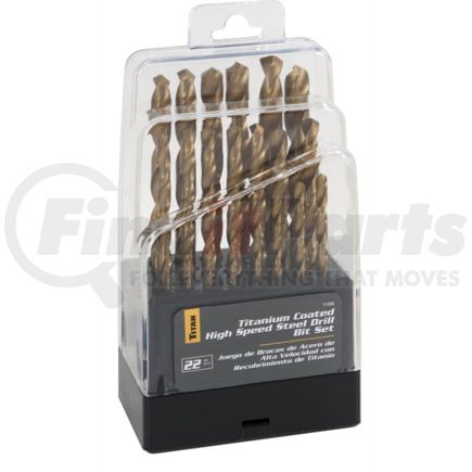 Titan 11006 Drill Bit 22 Pc. Titanium-coated High Speed Steel Drill Bit Set Ideal for Professional Hand Tools Use