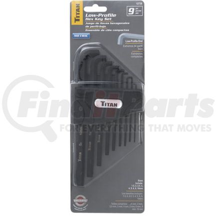 Titan 12738 Hex Key 9-PC Metric Low Profile Hex Key Set with Better Access in Confined Areas Higher Torque Hanging Holder