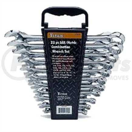 Titan 17398 Wrench Set 22-Piece SAE and Metric Combination Wrench Set Mirror Polish Cr-V Steel