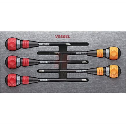 Vessel Tools 22005EVA Vessel Tools 5-Piece 2200 Ball Ratchet Screwdriver Set in EVA FOAM