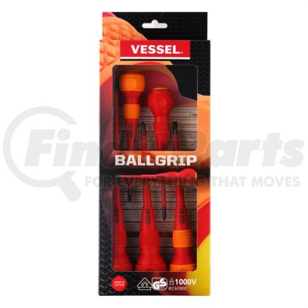 Vessel Tools 2005PBU BALL GRIP Insulated Screwdriver 5PC. Set No.2005PBU