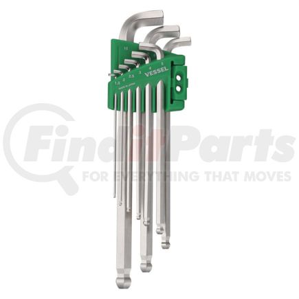 Vessel Tools 8209BPU Ball Point Hex L-Key Wrench Stubby 9PC. Set No.8209BPU