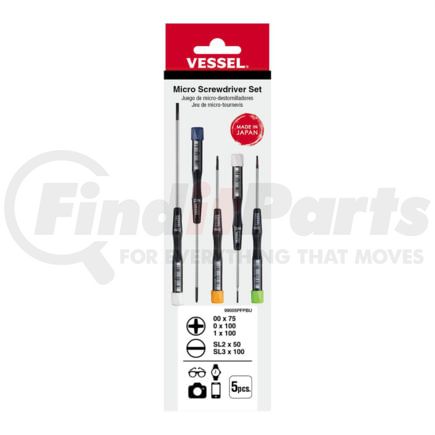 Vessel Tools 99005PFPBU Micro Screwdrivers Set - PH 3pc SL 2pc