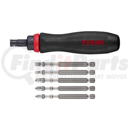 Vessel Tools 900RT5PU Megadora Interchagble Ratchet Screwdriver 5pc Bit set