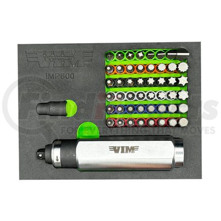 Vim Tools IMP600K Bit Driver Set 3/8 In. Drive Manual Reversible Hand Impact Driver Set with 48 Forged S2 Bits