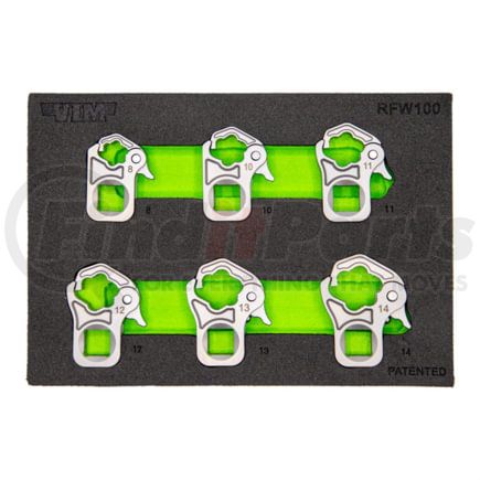 Vim Tools RFW100 Wrench Set 6-Piece Metric Ratcheting Flare Nut Wrench Set 3/8 In. Square Drive 8 to 14 mm