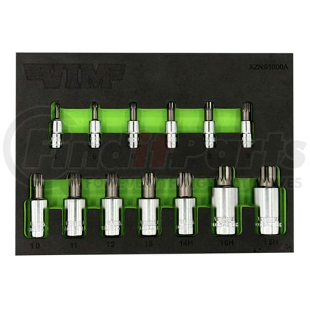 Vim Tools XZNS1000A Driver Bit Set 13-Piece XZN Triple Square Socket Driver Bit Set Forged S2 Steel Automotive Mechanics Kit