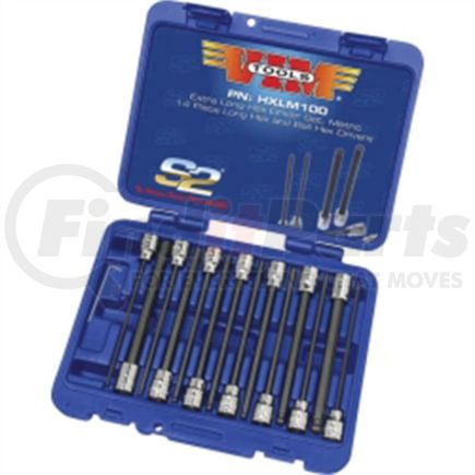 Vim Tools HXL100 Driver Bit Set 14-Piece 3/8 In. Drive Imperial SAE Extra Long Straight and Ball Hex Driver Socket Set